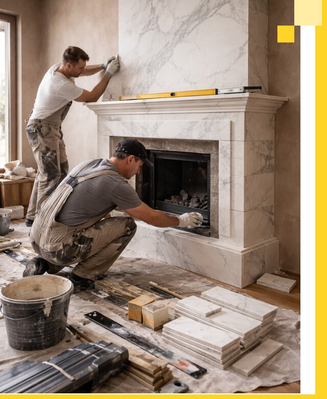 Отделка каминов в Кулебаках качественные облицовочные работы