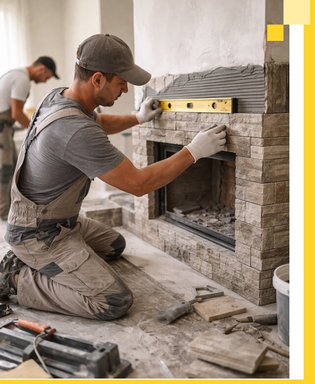 Облицовка каминов в Кулебаках, монтаж и отделка натуральным камнем