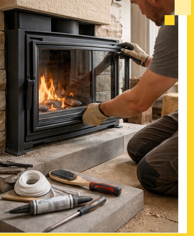 Производство, монтаж и доставка каминов со стеклом в Кулебаках