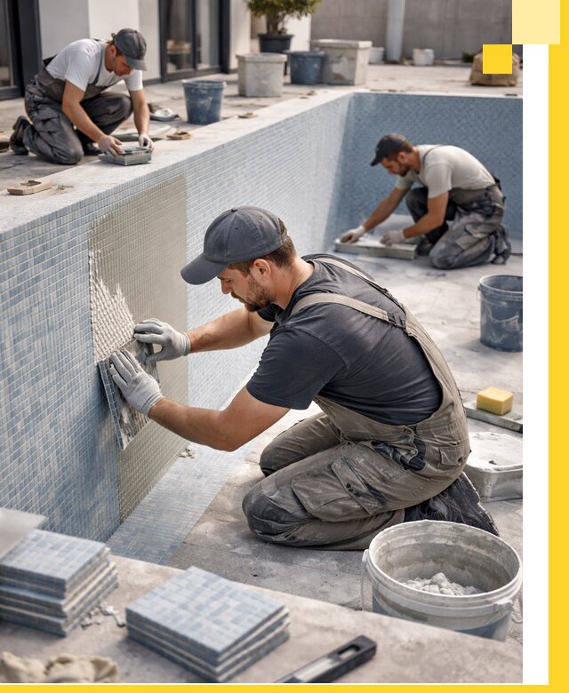 Облицовка бассейнов в Кулебаках плитка мозаика гидроизоляция