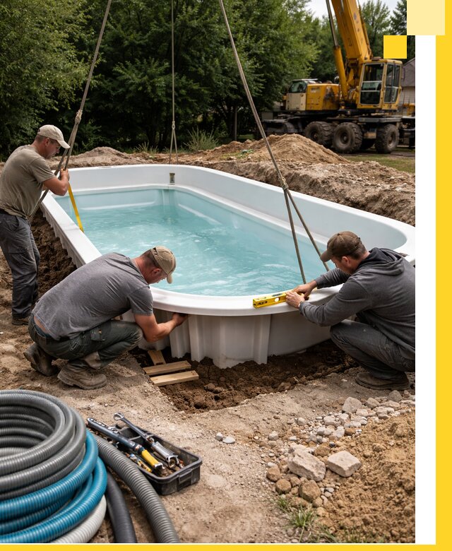 Установка и монтаж композитных бассейнов под ключ в Кулебаках