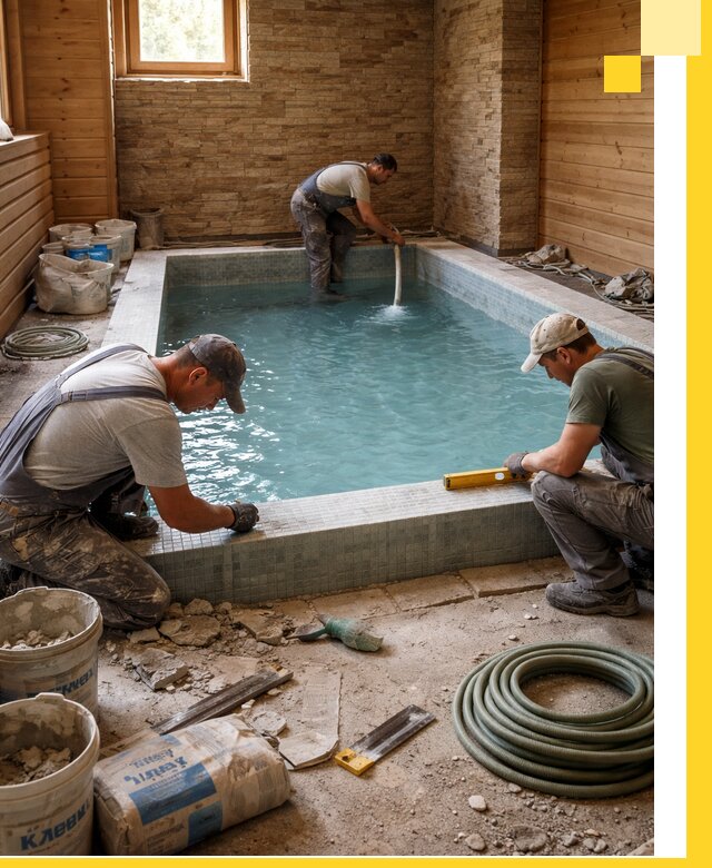 Проектирование и строительство бассейнов для бани в Кулебаках