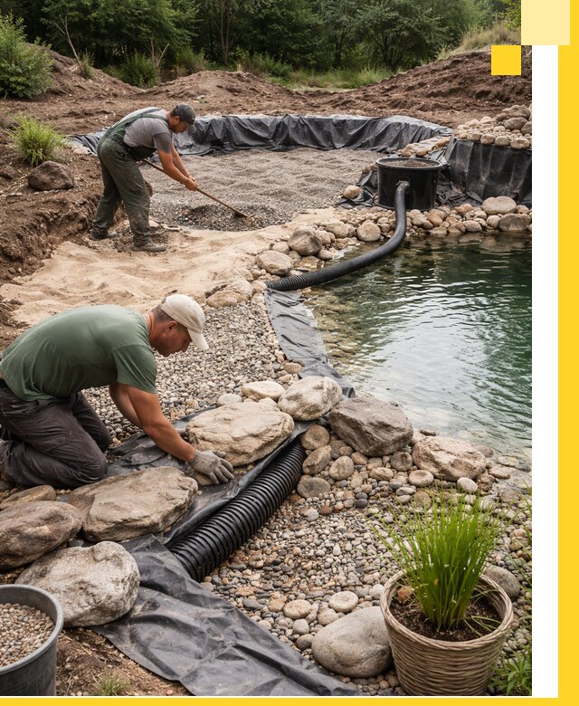Строительство природных бассейнов и озер в Кулебаках под ключ