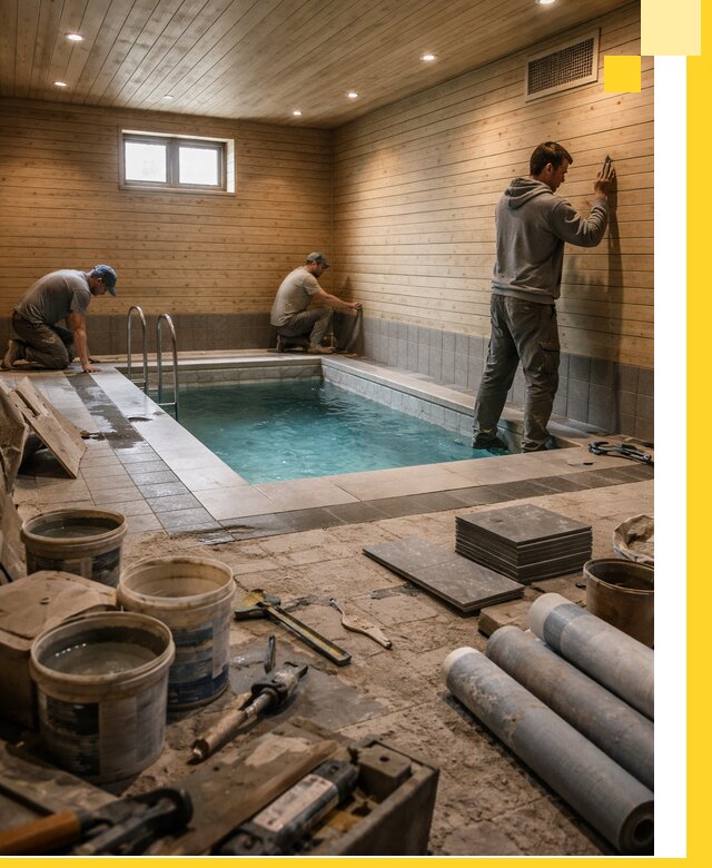 Строительство бани с бассейном и сауной под ключ в Кулебаках