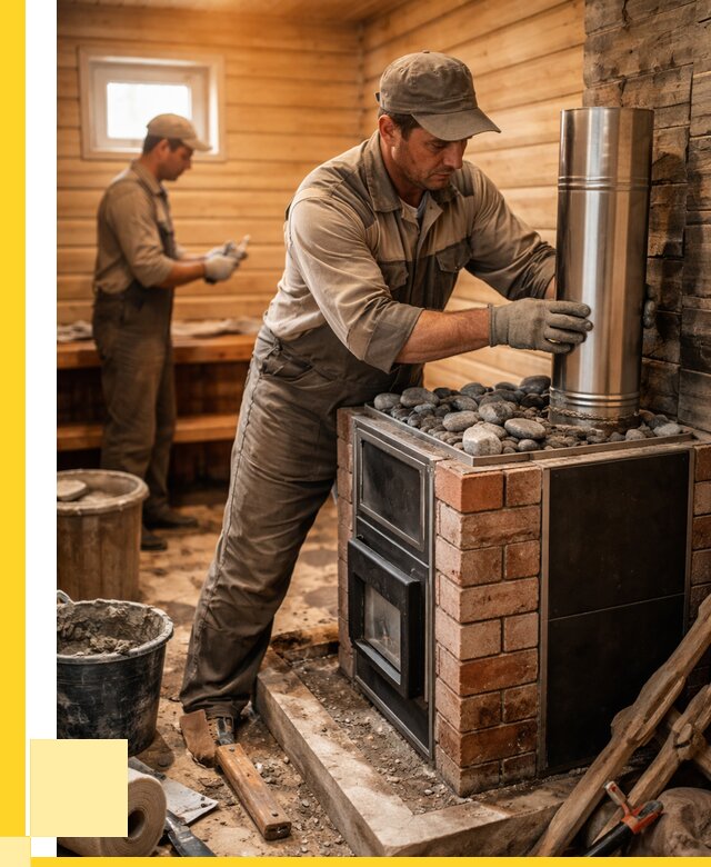 Монтаж печи в бане под ключ в Кулебаках от 20612 р. | ЭриданКлб