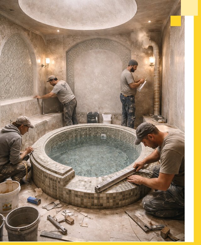 Профессиональное строительство хамама с бассейном в Кулебаках под ключ