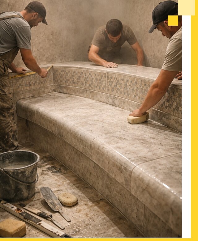 Изготовление и установка сидений для хамама в Кулебаках