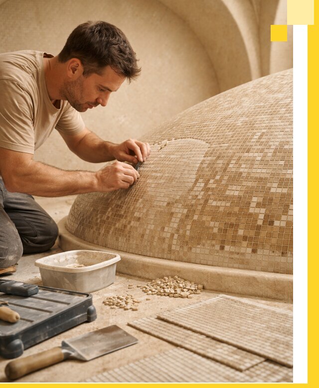 Профессиональная укладка мозаики для хамама под ключ в Кулебаках