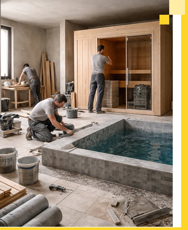 SPA зоны под ключ с бассейном сауной и печью в Кулебаках